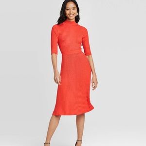 New Who What Wear Mock Neck Flat Rib Sweater Dress